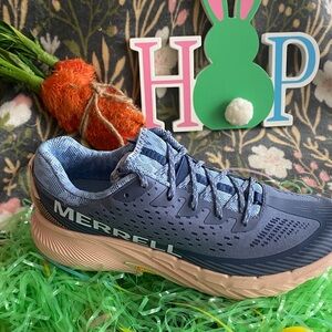 Merrell Light Blue Mesh Trail Running Shoe with Cream Midsole